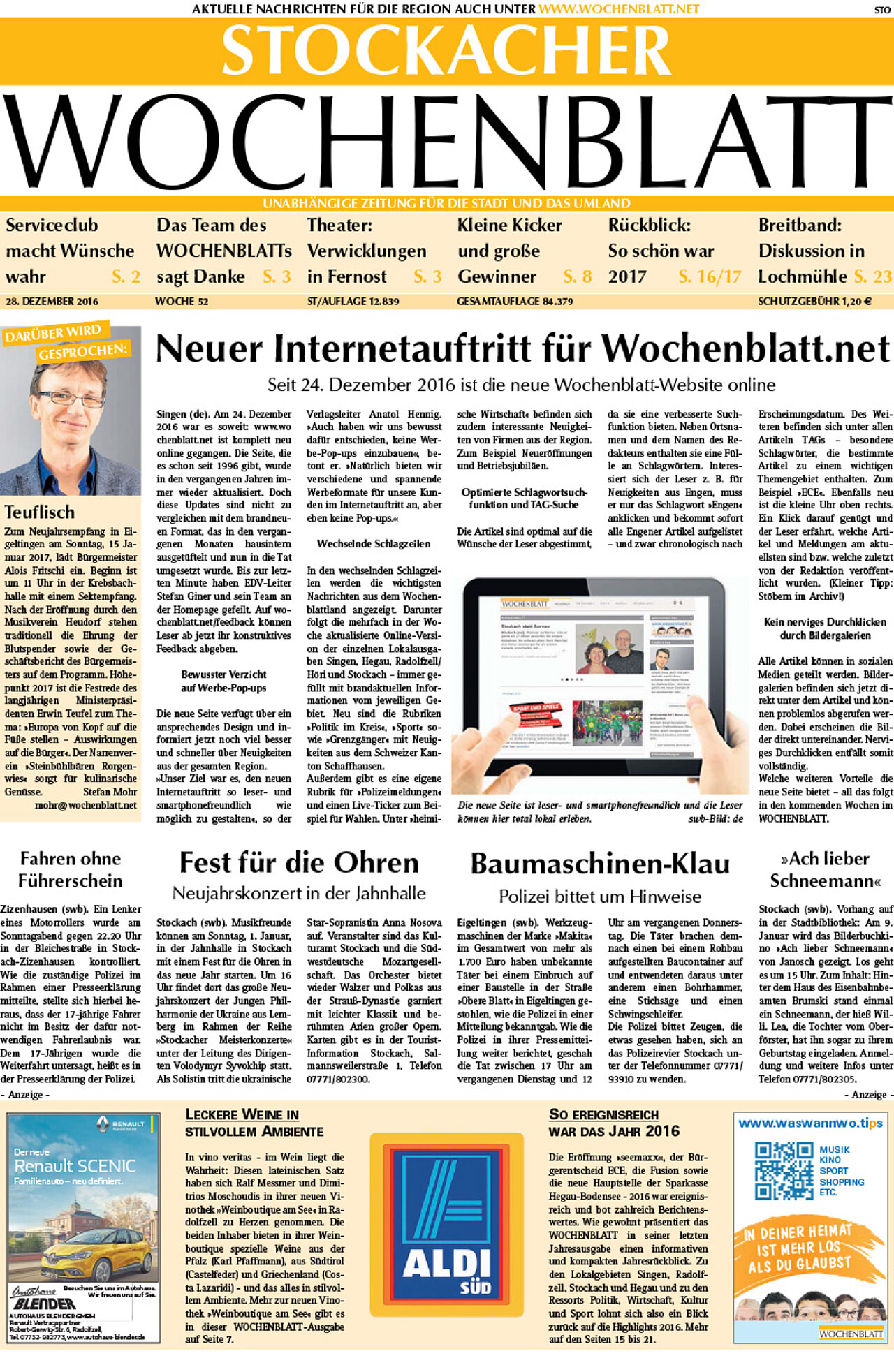 Ausgabe 52 vom 28. Dezember 2016
