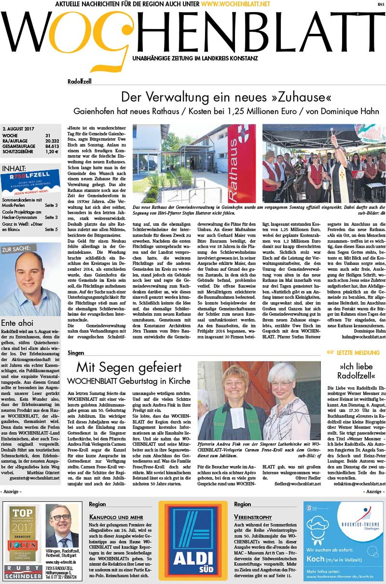 Ausgabe 31 vom 02. August 2017