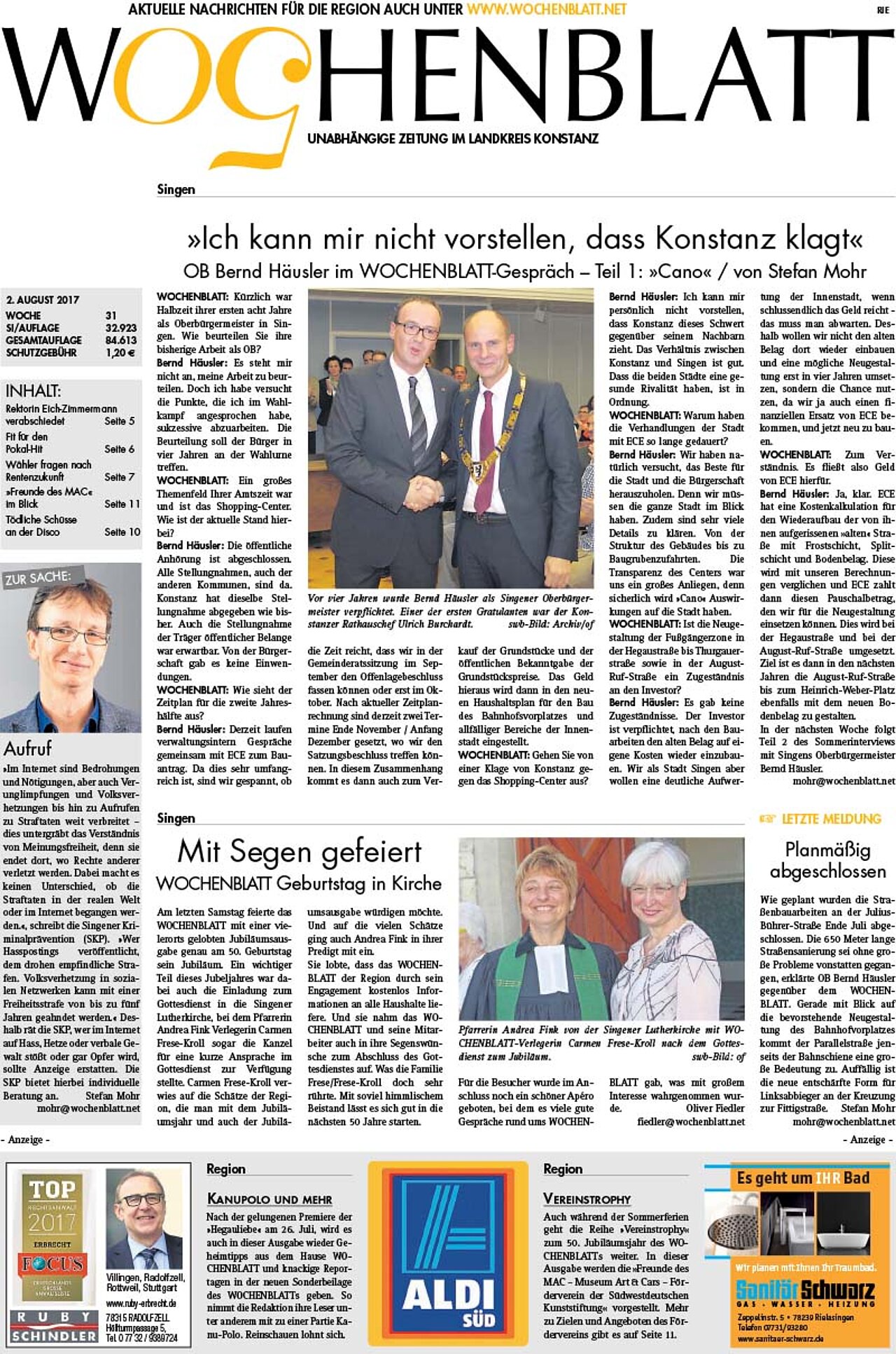 Ausgabe 31 vom 02. August 2017