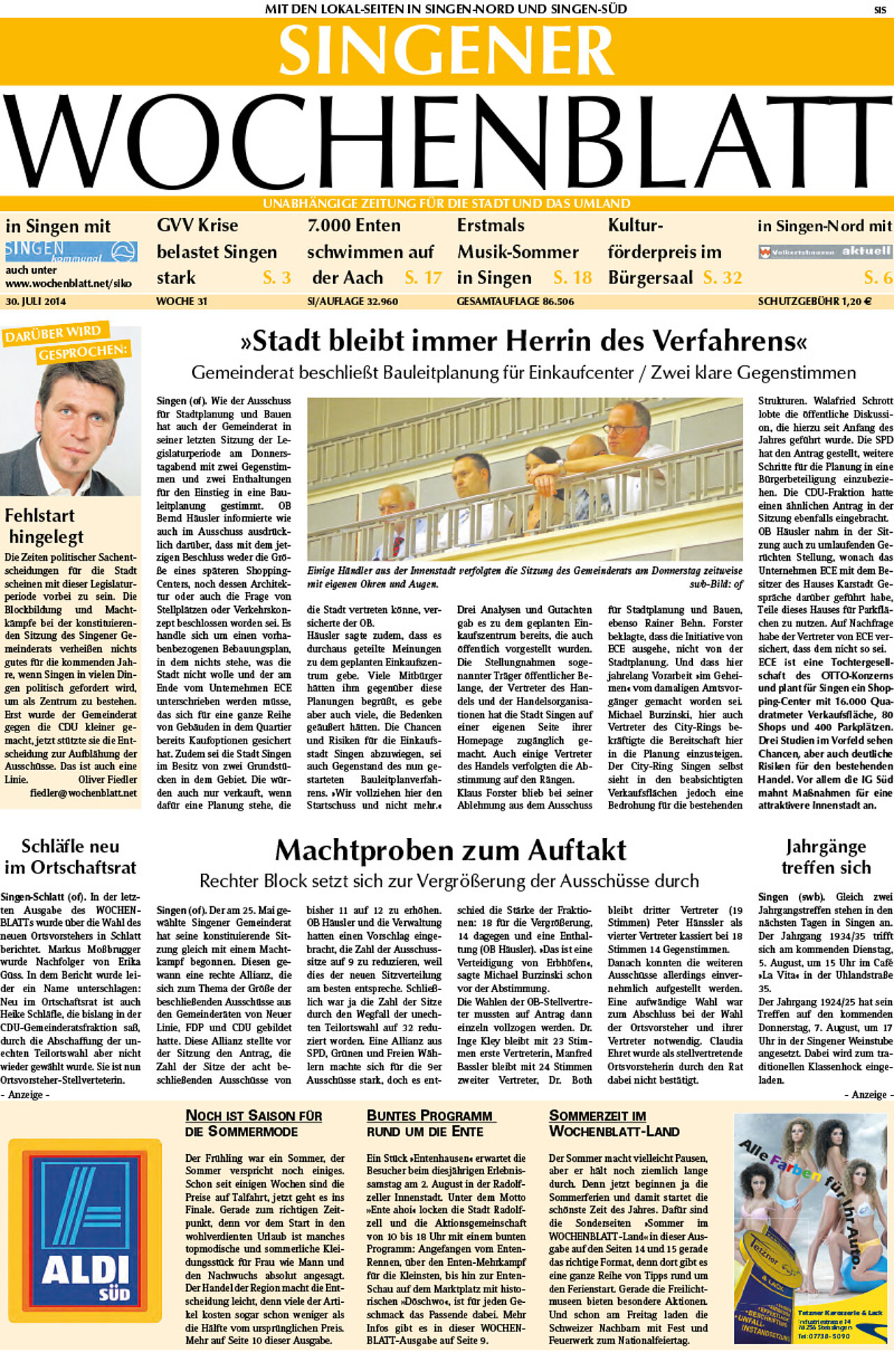 Ausgabe 31 vom 30. Juli 2014