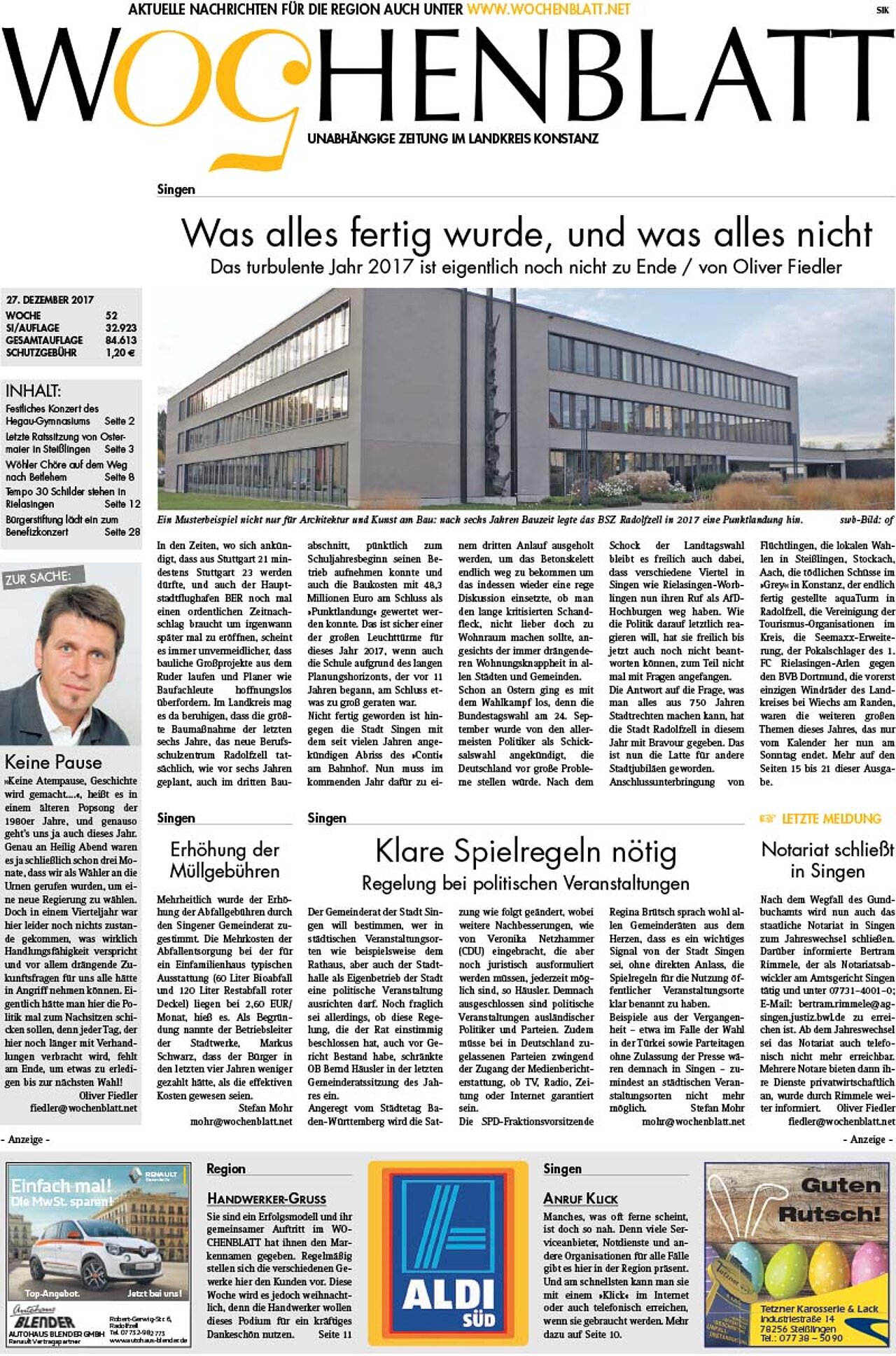 Ausgabe 52 vom 27. Dezember 2017