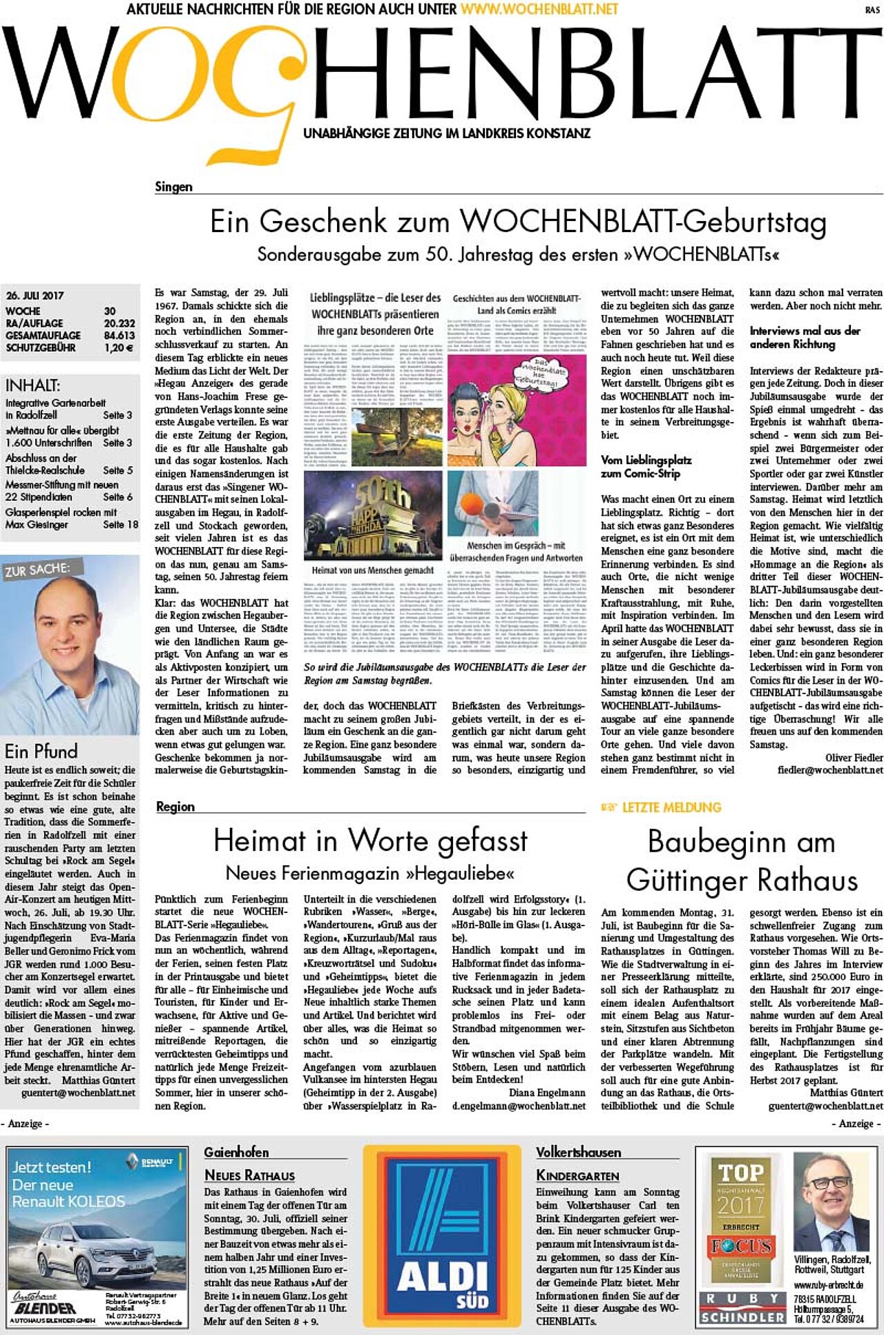 Ausgabe 30 vom 26. Juli 2017