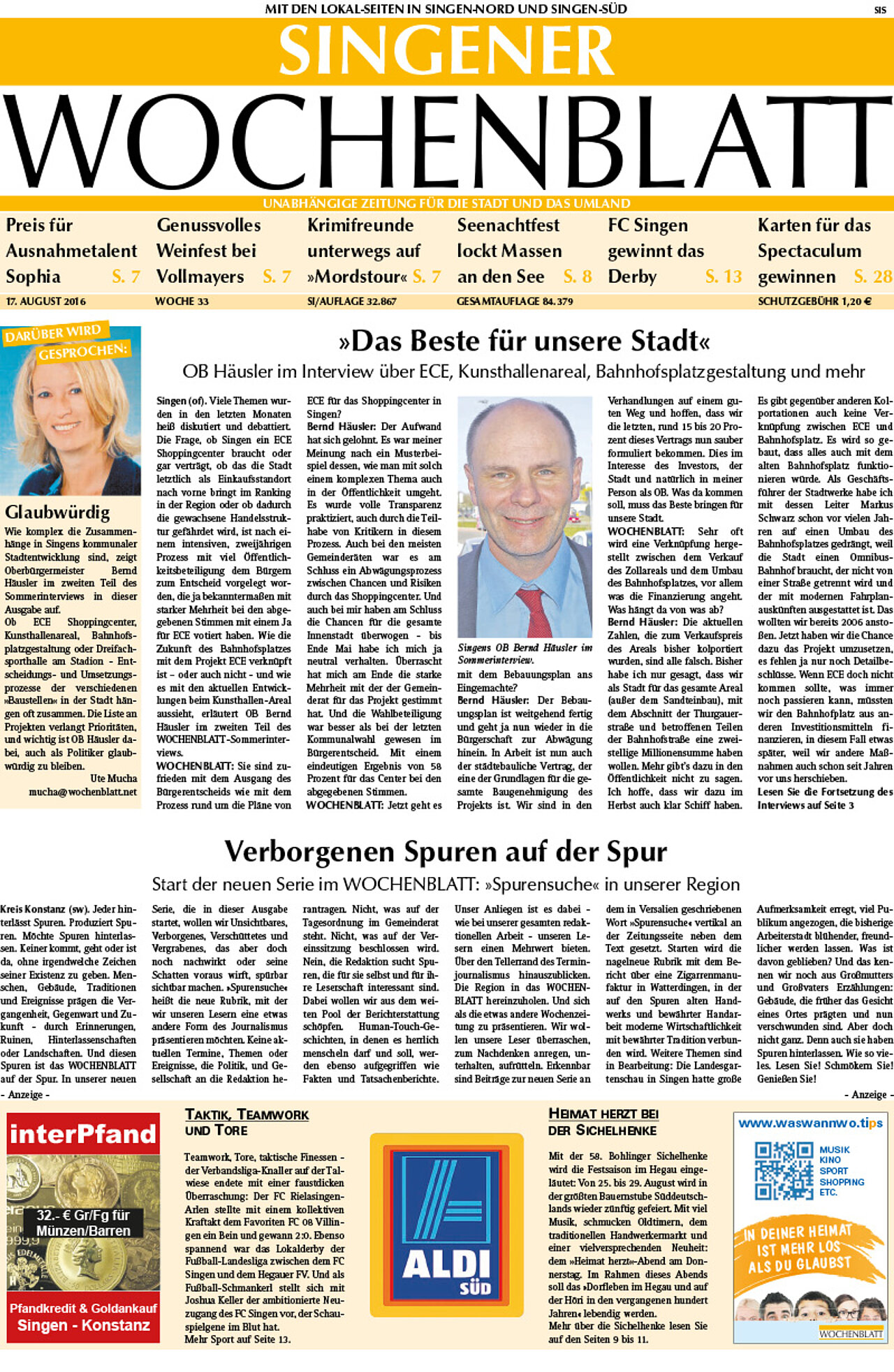 Ausgabe 33 vom 17. August 2016