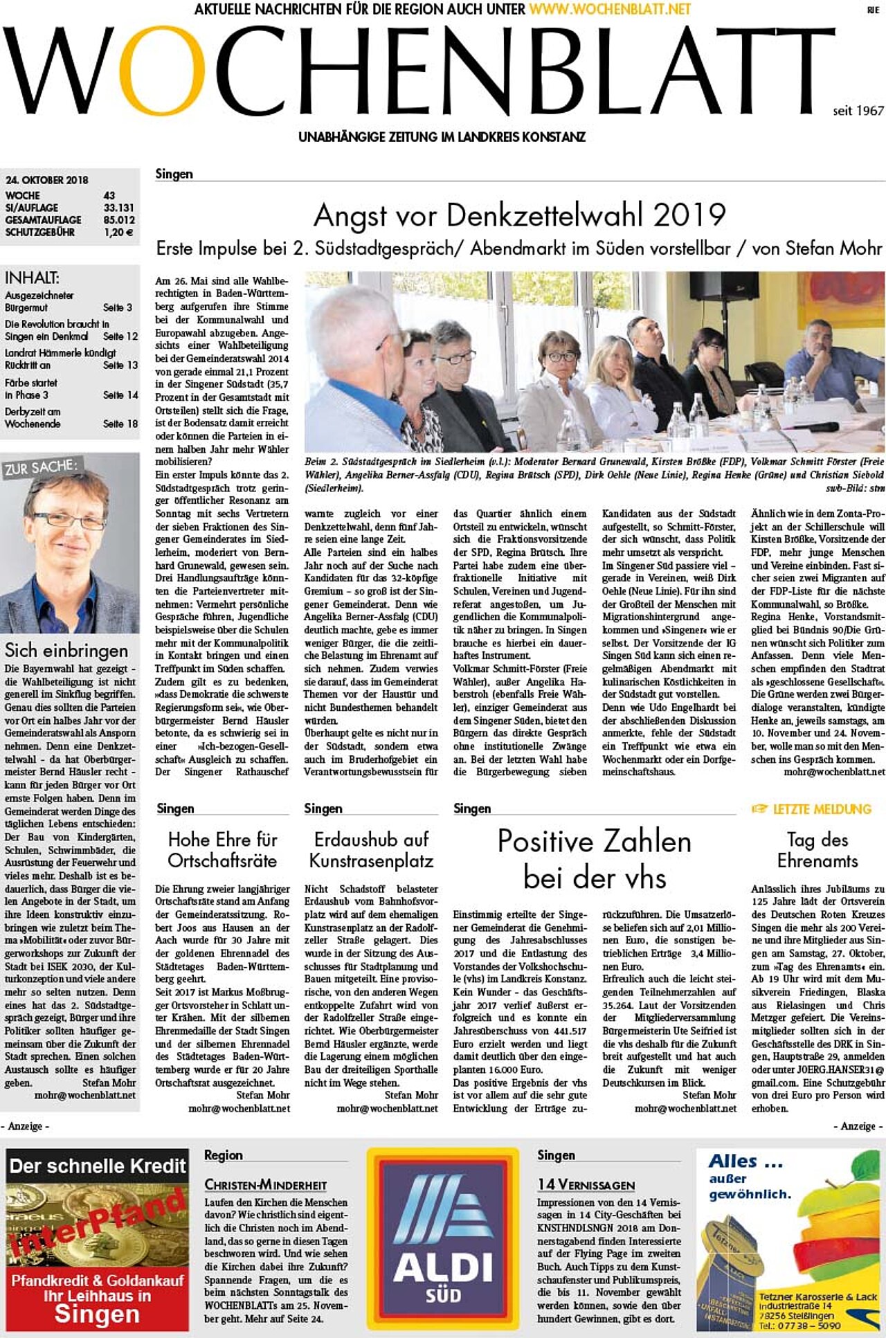 Ausgabe 43 vom 24. Oktober 2018