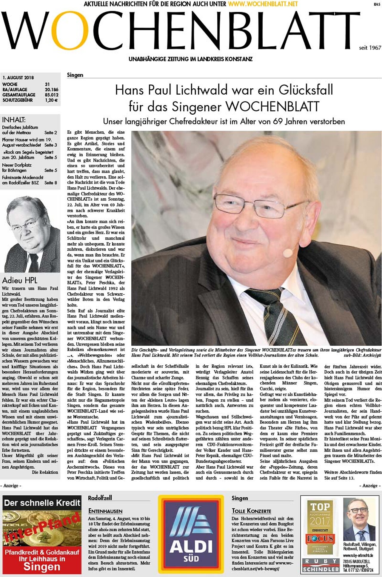 Ausgabe 31 vom 01. August 2018