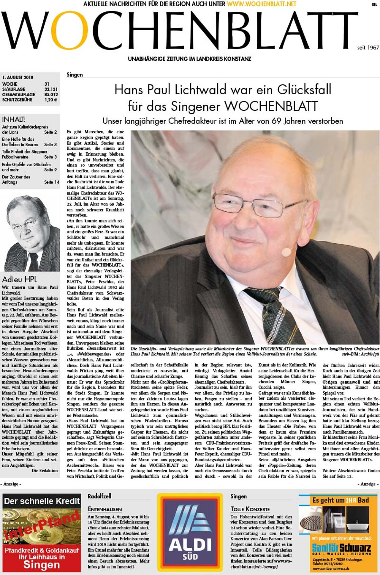 Ausgabe 31 vom 01. August 2018