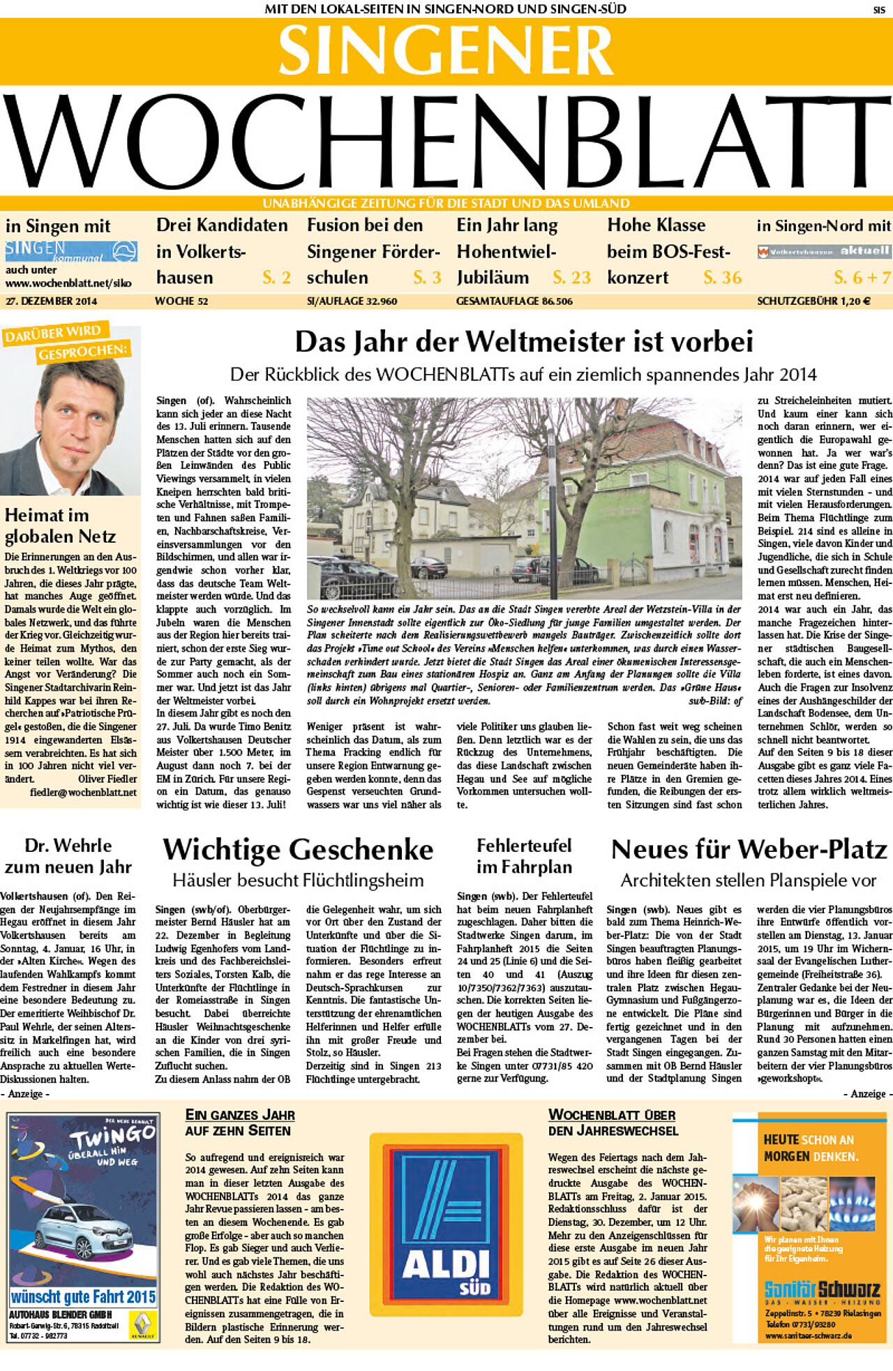 Ausgabe 52 vom 27. Dezember 2014