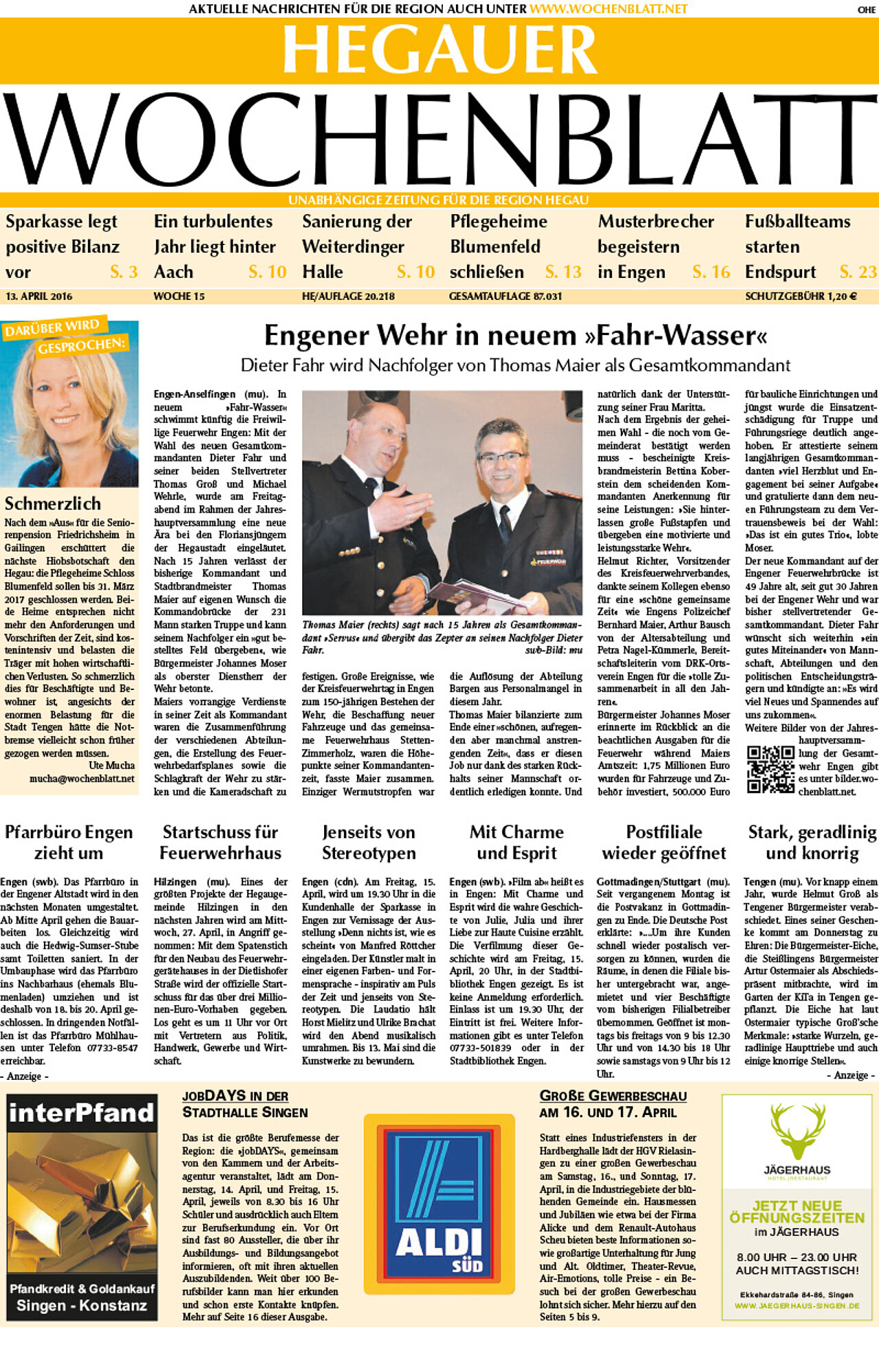 Ausgabe 15 vom 13. April 2016