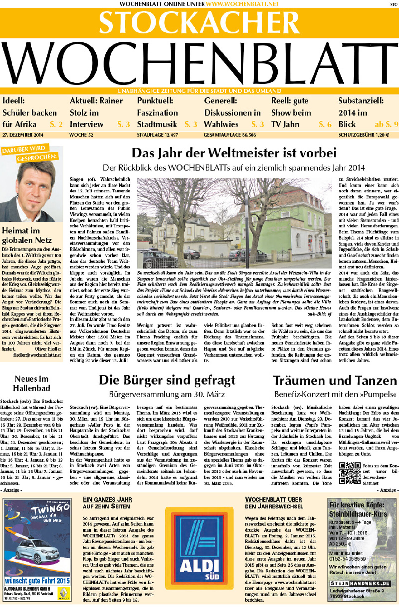 Ausgabe 52 vom 27. Dezember 2014