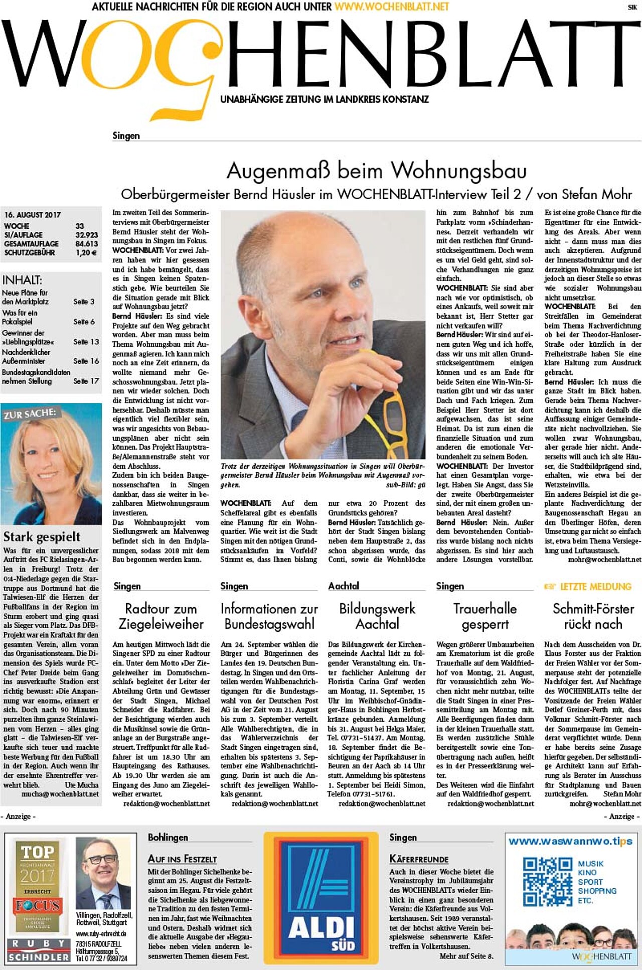 Ausgabe 33 vom 16. August 2017