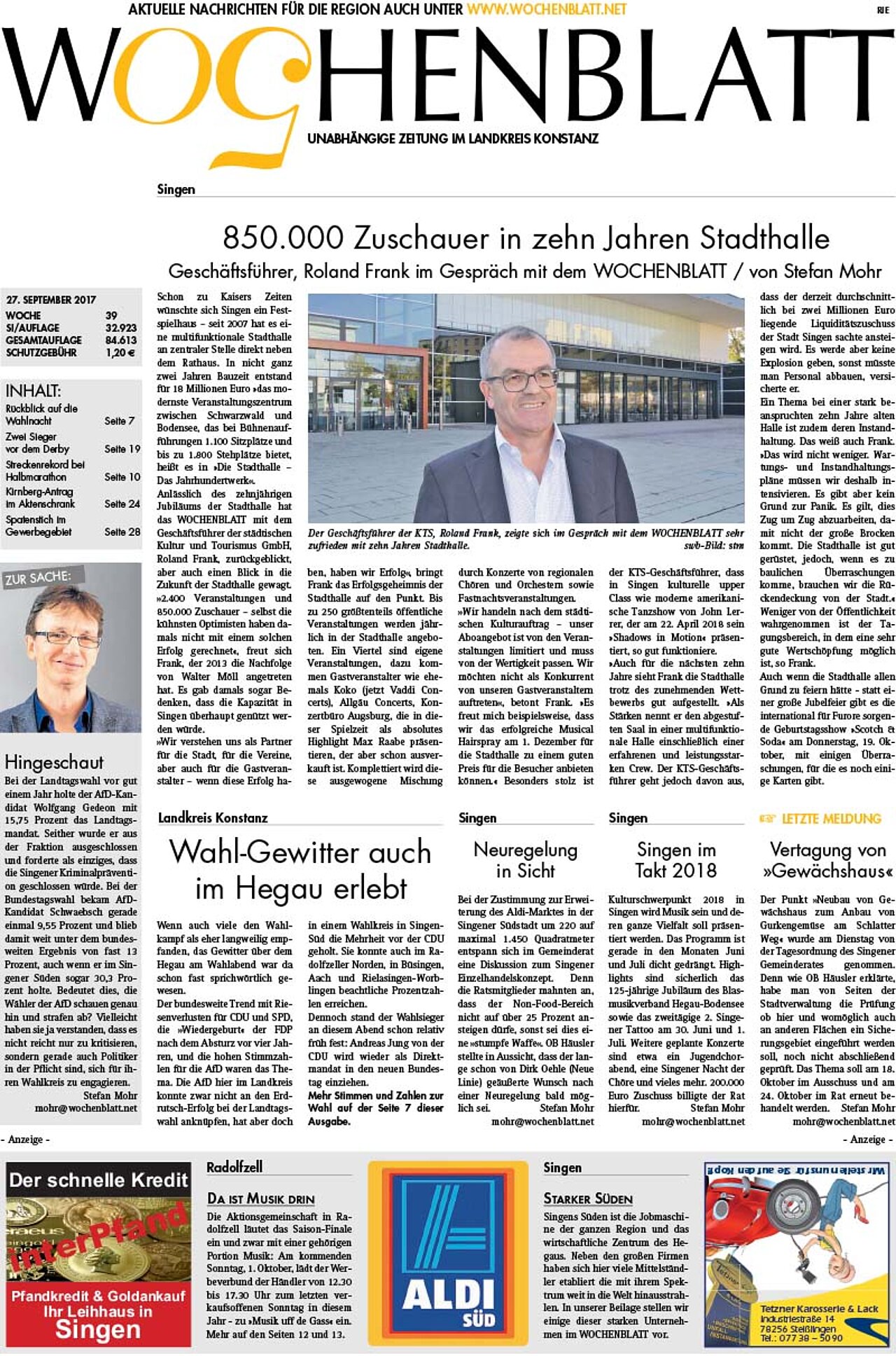 Ausgabe 39 vom 27. September 2017