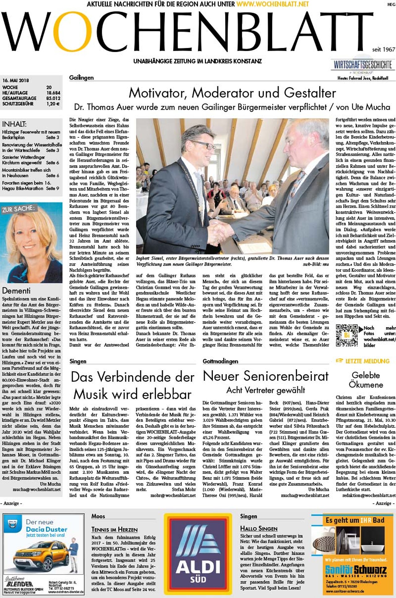 Ausgabe 20 vom 16. Mai 2018