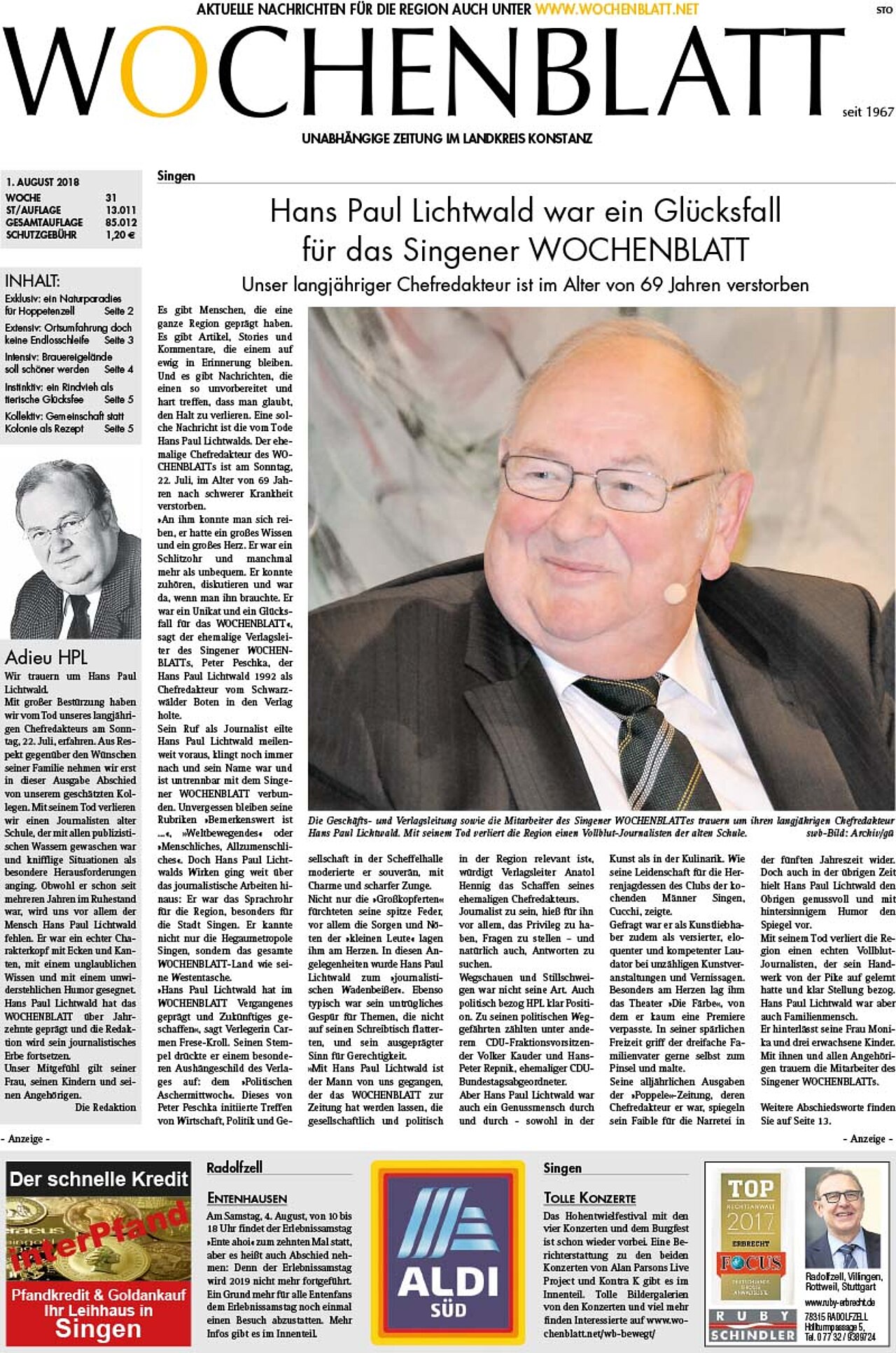 Ausgabe 31 vom 01. August 2018