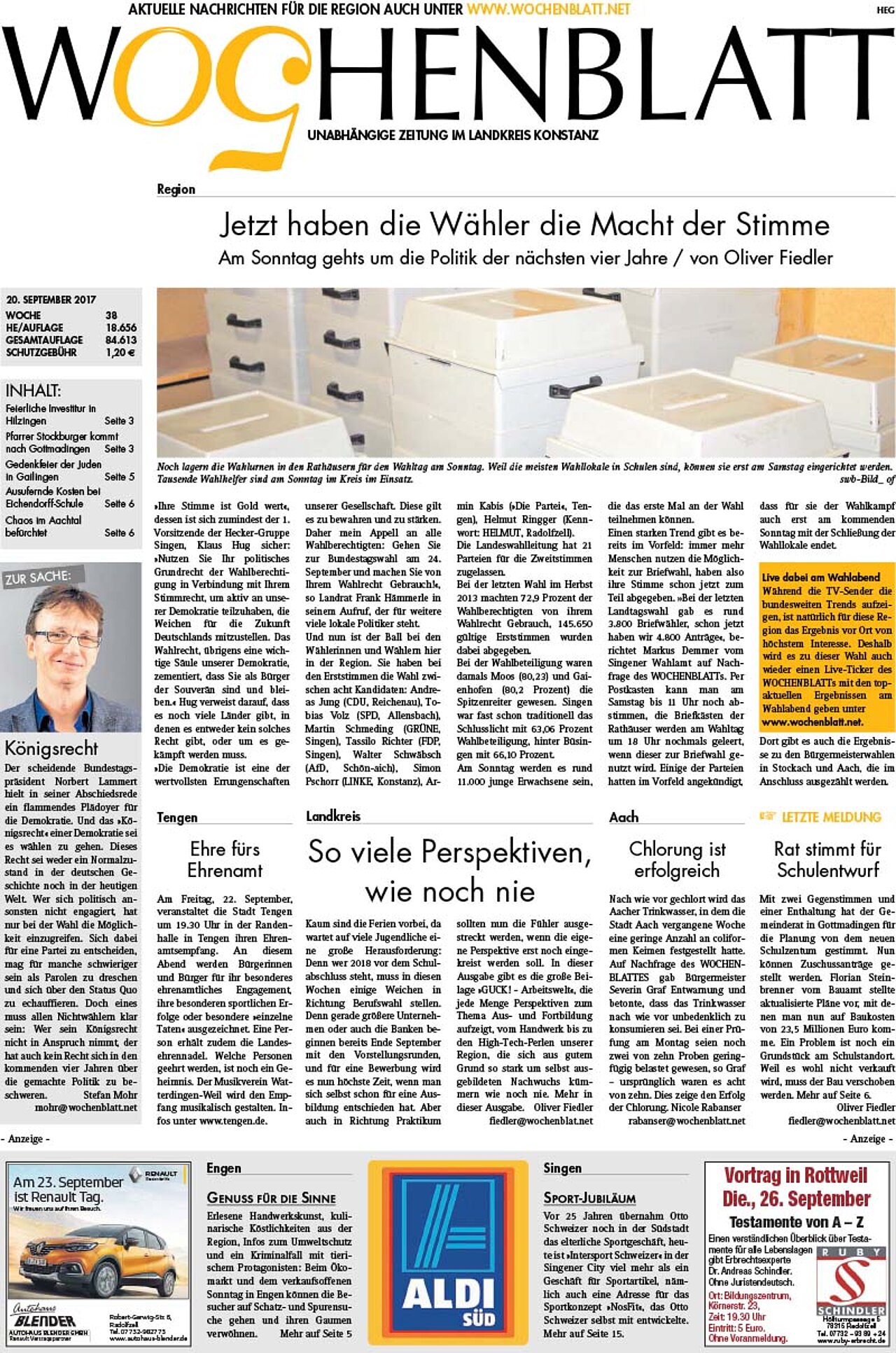 Ausgabe 38 vom 20. September 2017