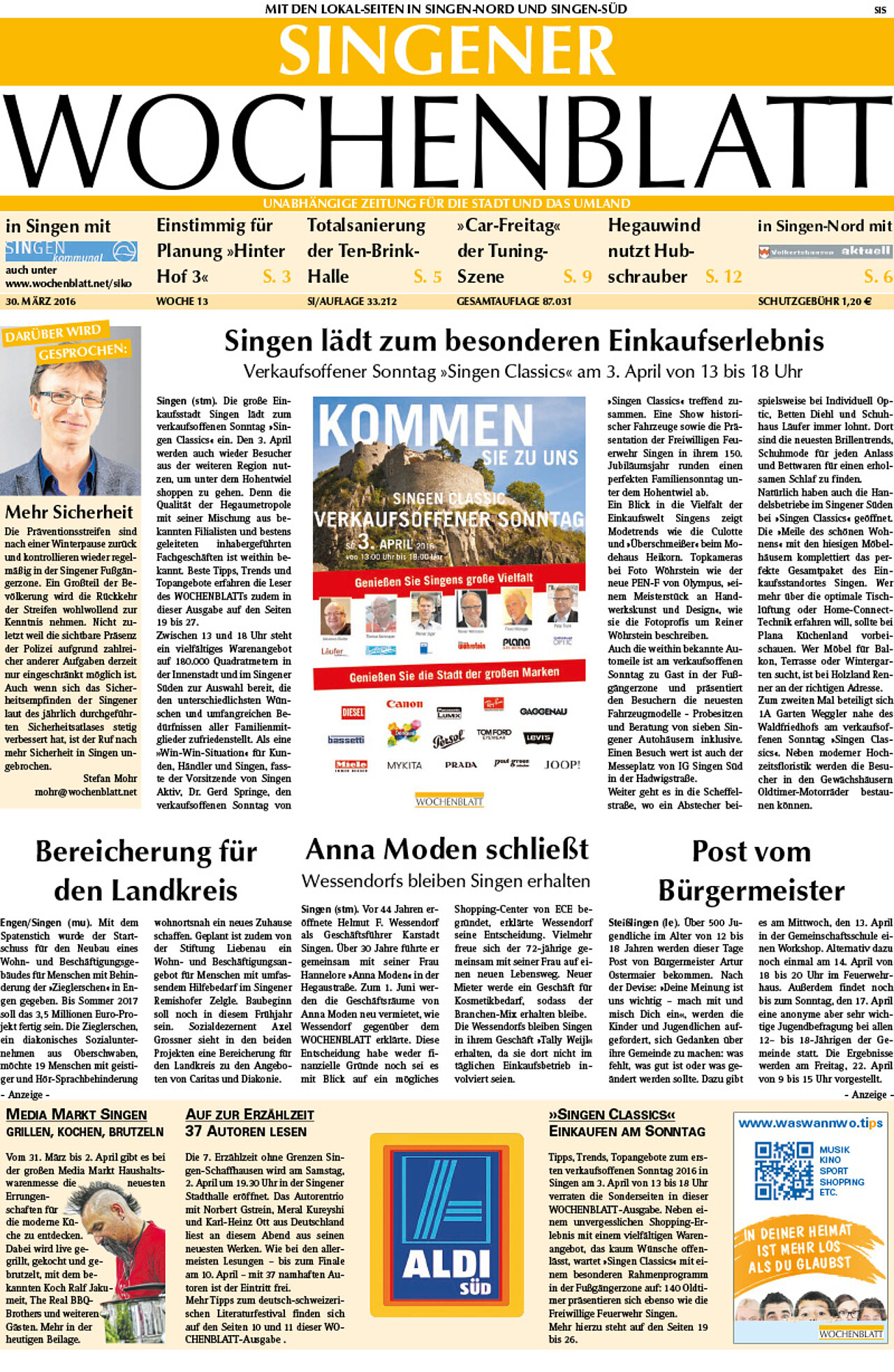Ausgabe 13 vom 30. März 2016