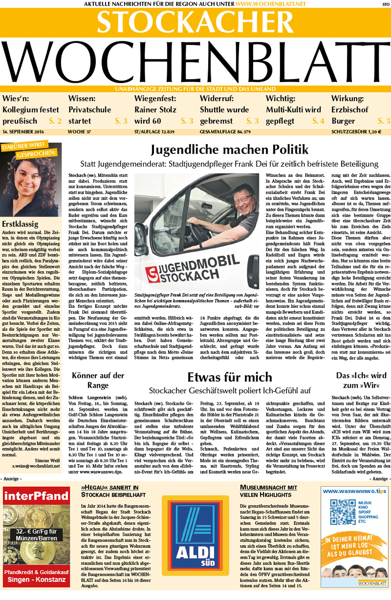 Ausgabe 37 vom 14. September 2016