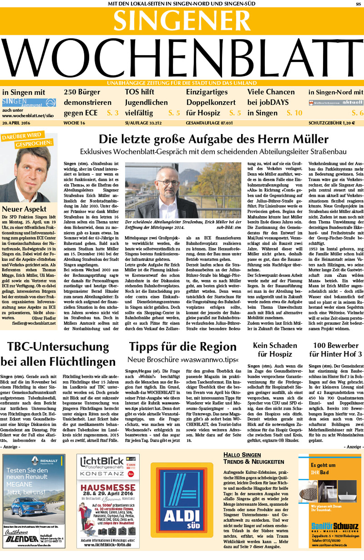 Ausgabe 16 vom 20. April 2016