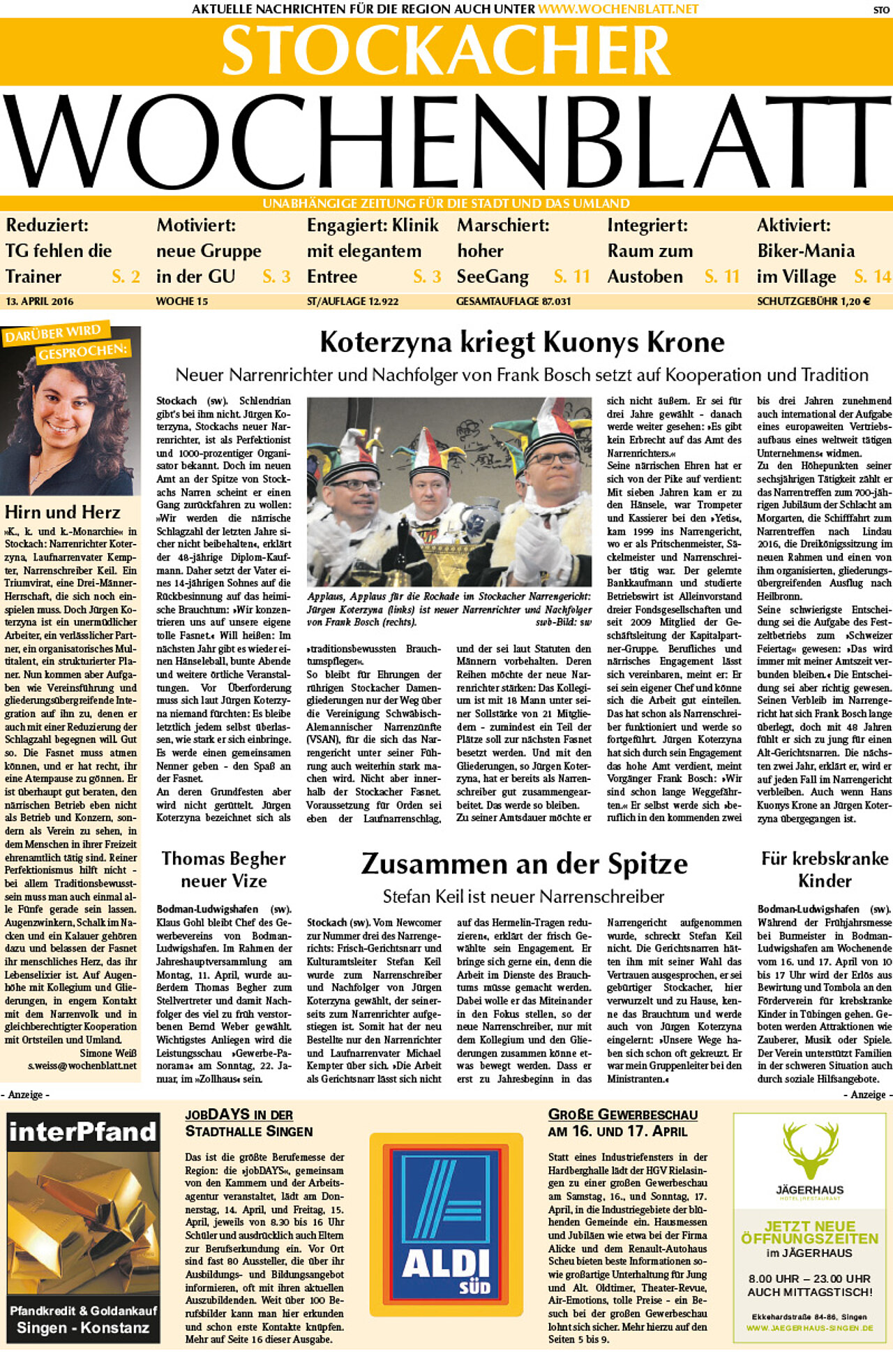 Ausgabe 15 vom 13. April 2016