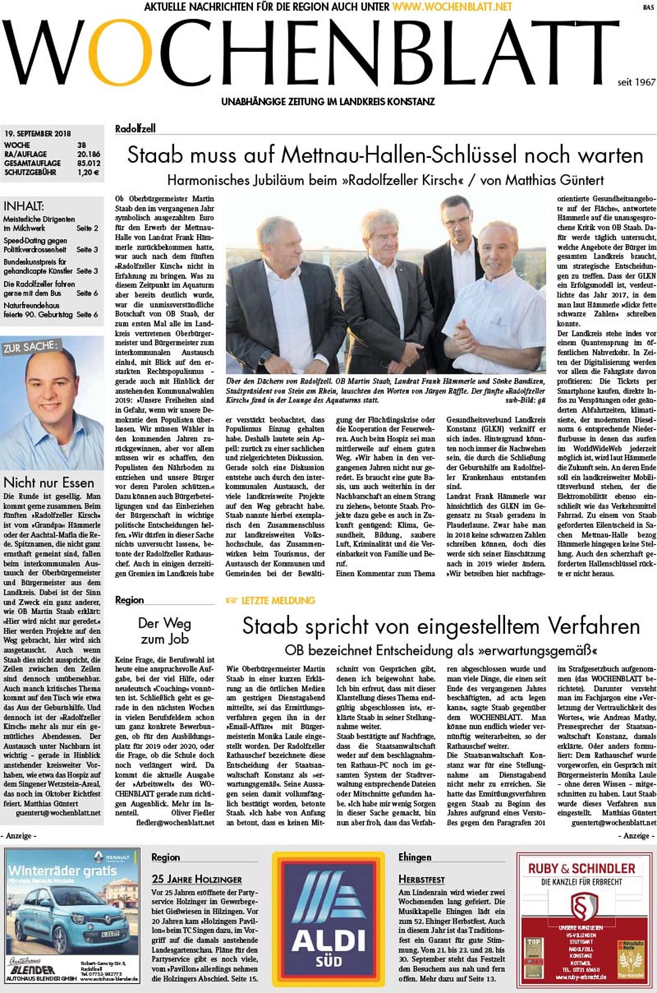 Ausgabe 38 vom 19. September 2018