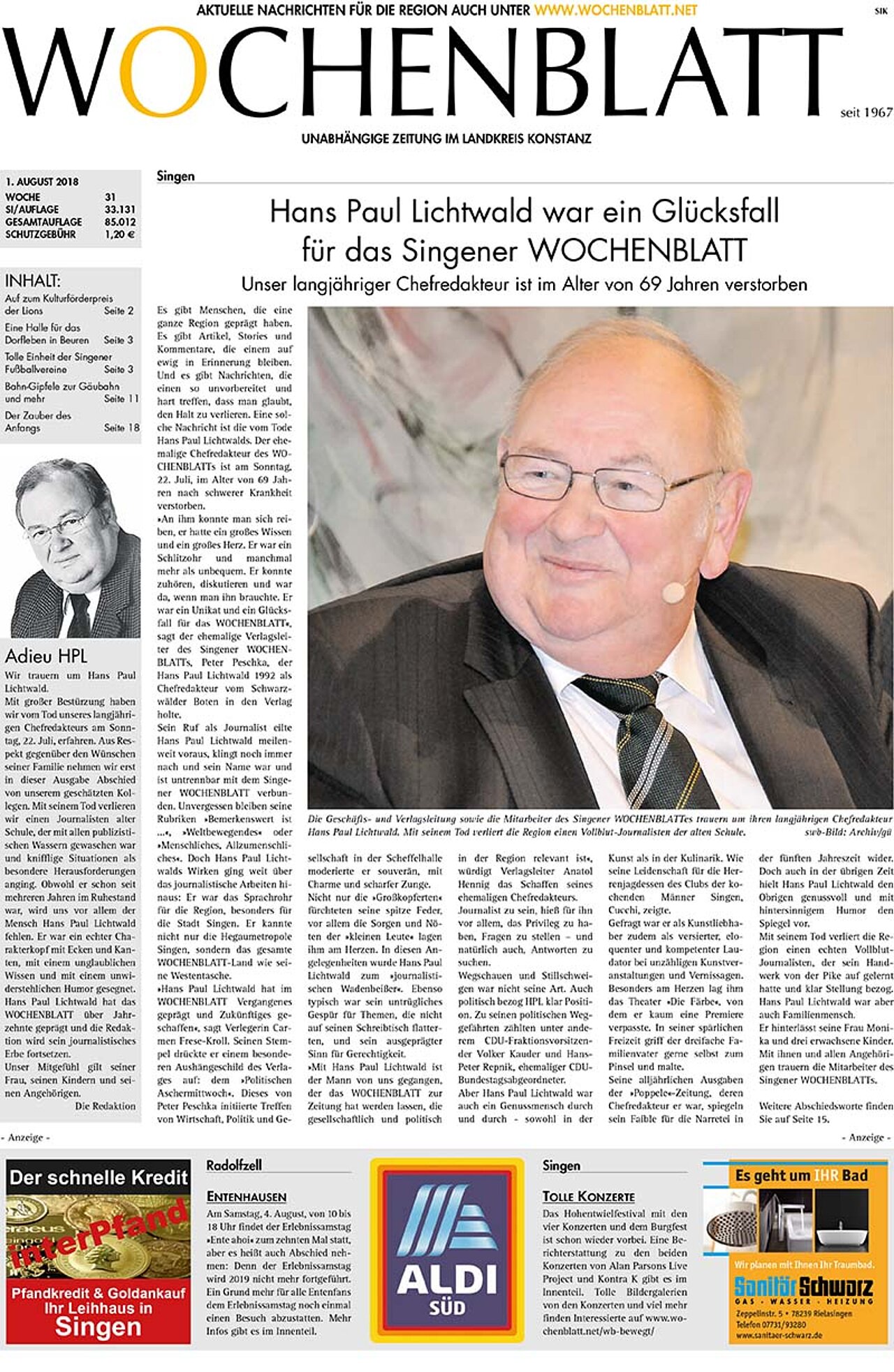 Ausgabe 31 vom 01. August 2018