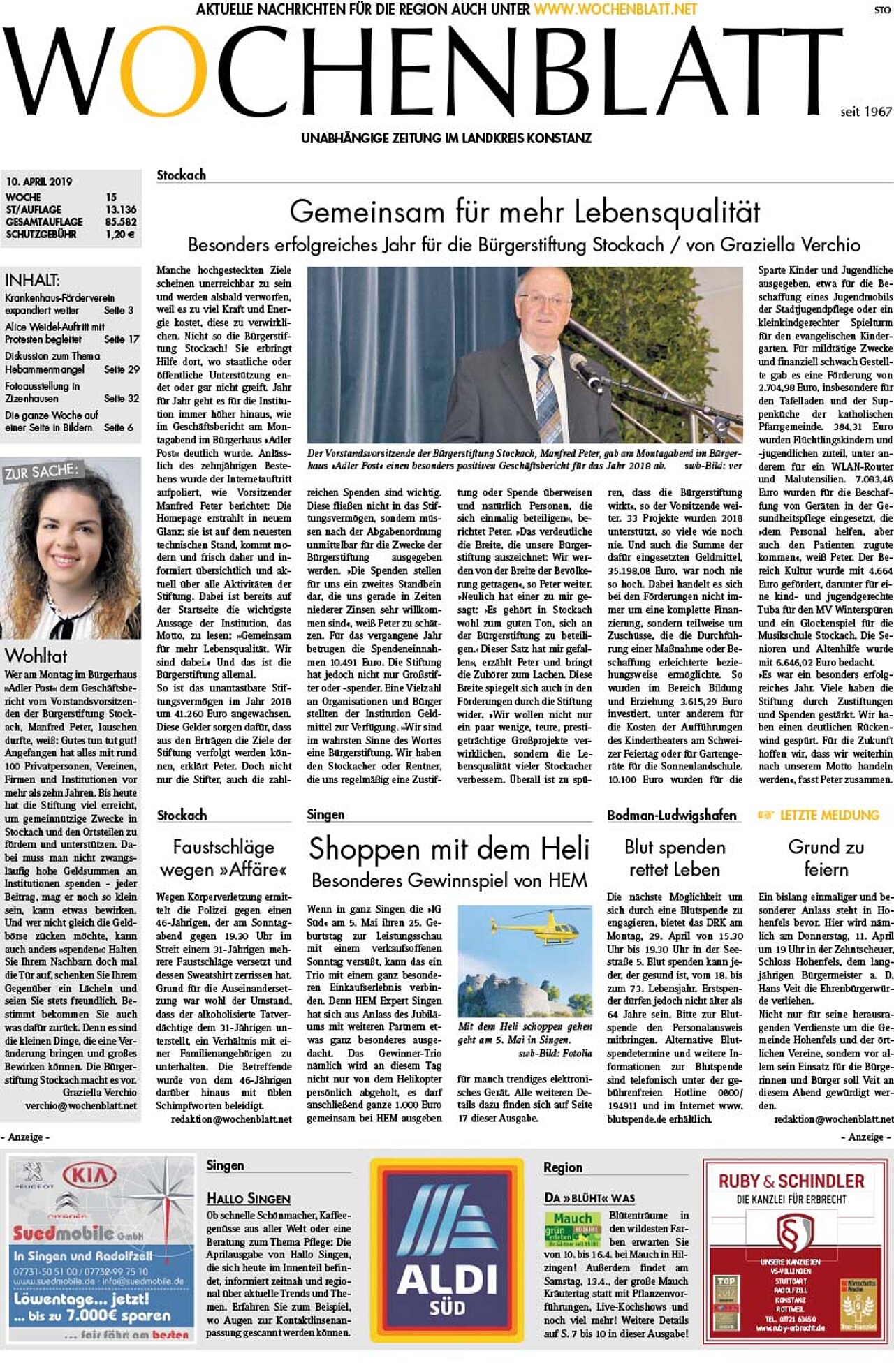 Ausgabe 15 vom 10. April 2019