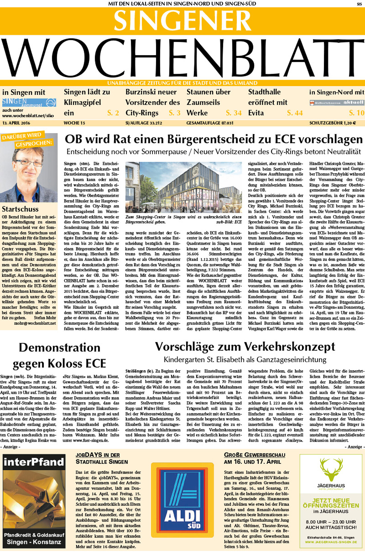 Ausgabe 15 vom 13. April 2016