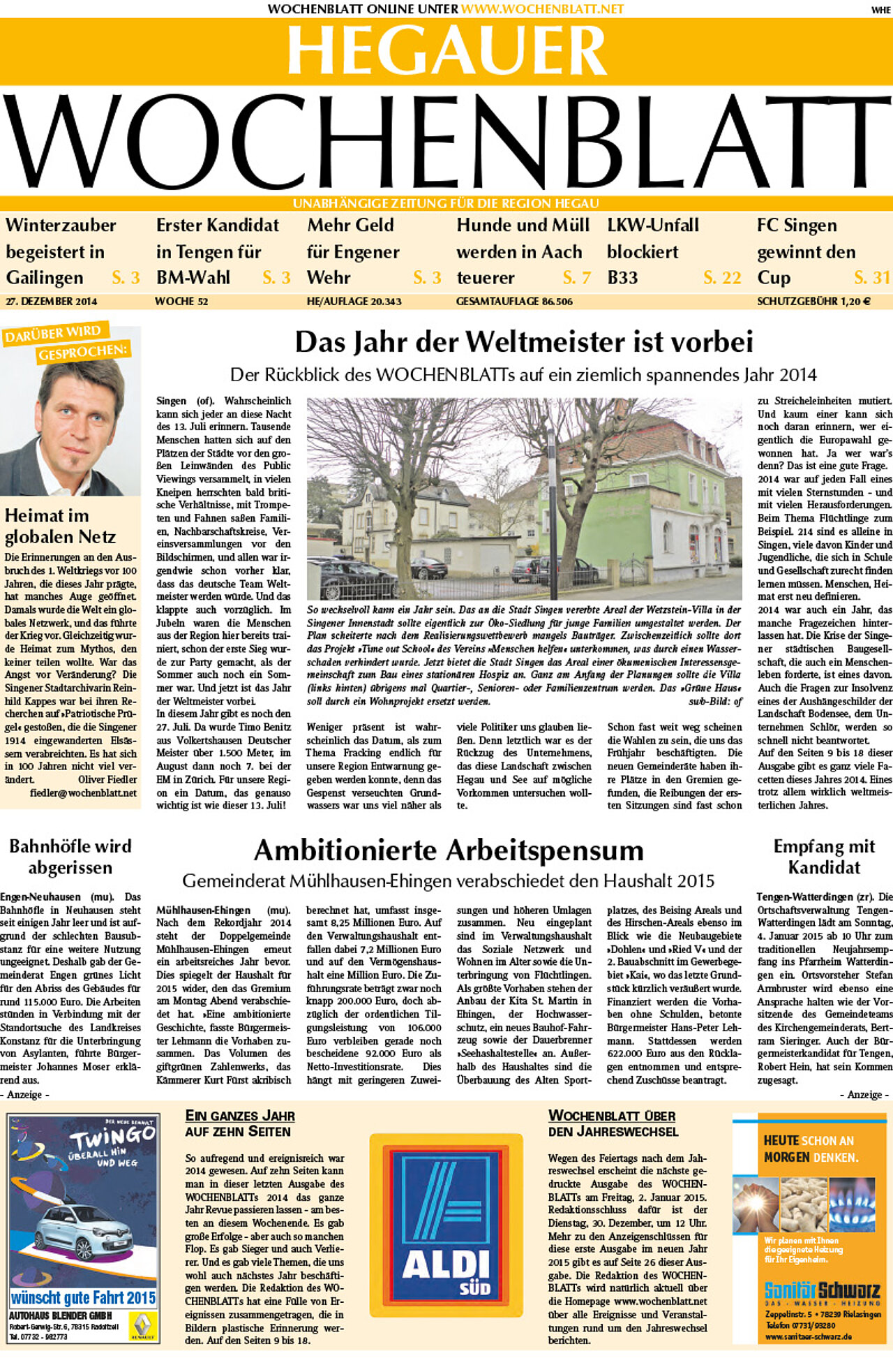 Ausgabe 52 vom 27. Dezember 2014