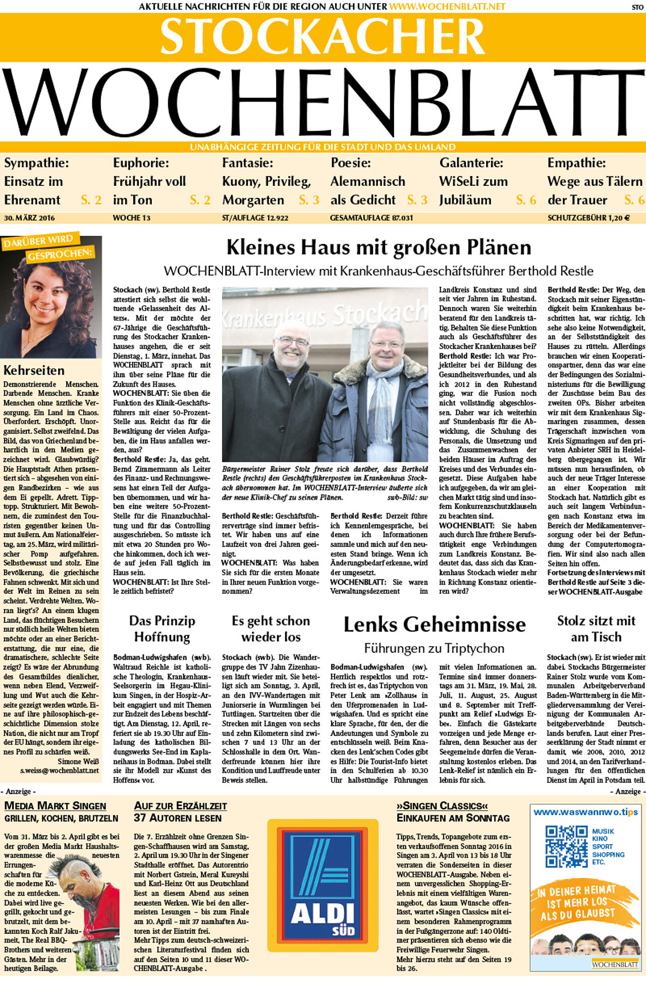 Ausgabe 13 vom 30. März 2016